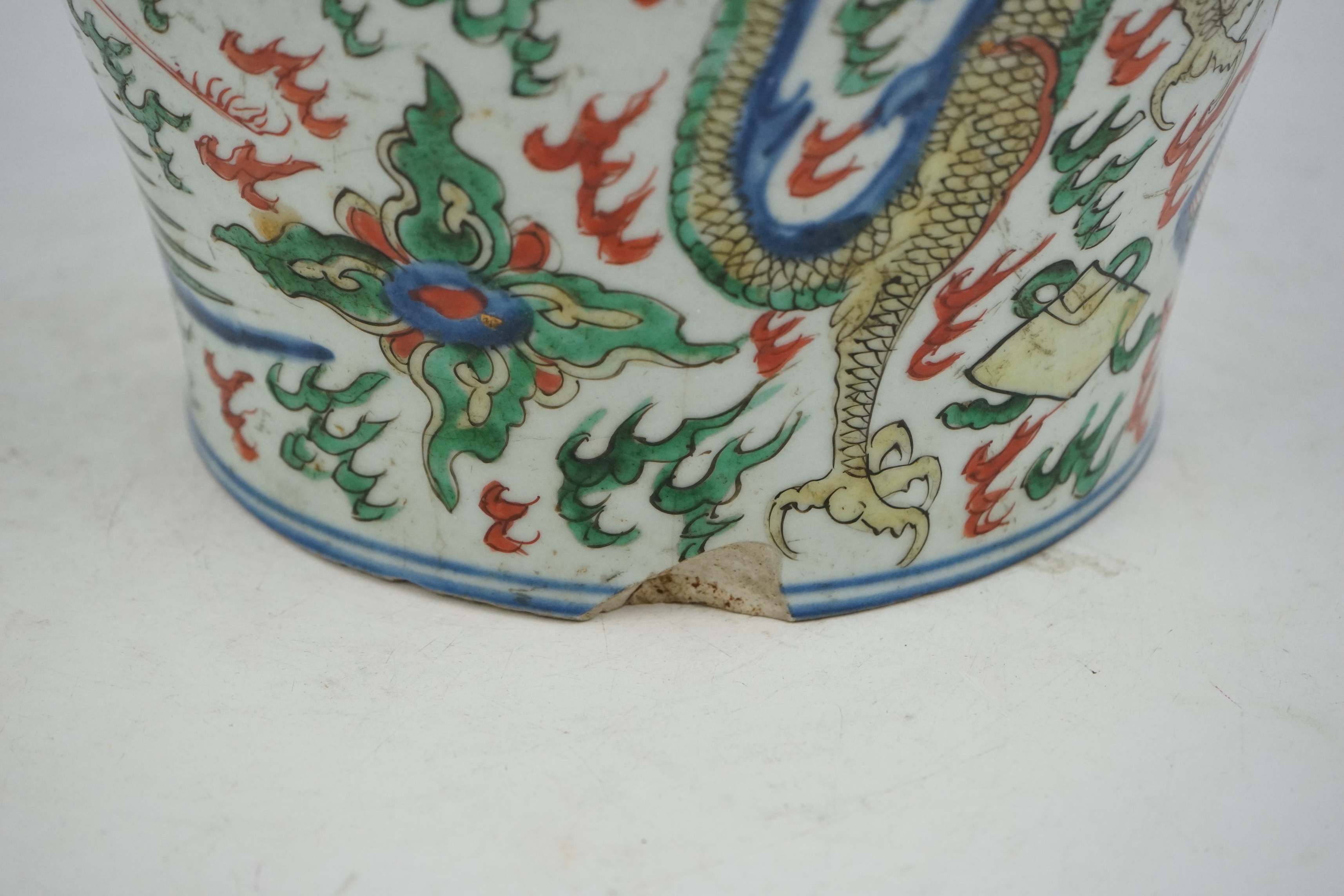 A Chinese wucai ‘dragon and phoenix’ baluster jar, Transitional, Shunzhi period (1644-1661)